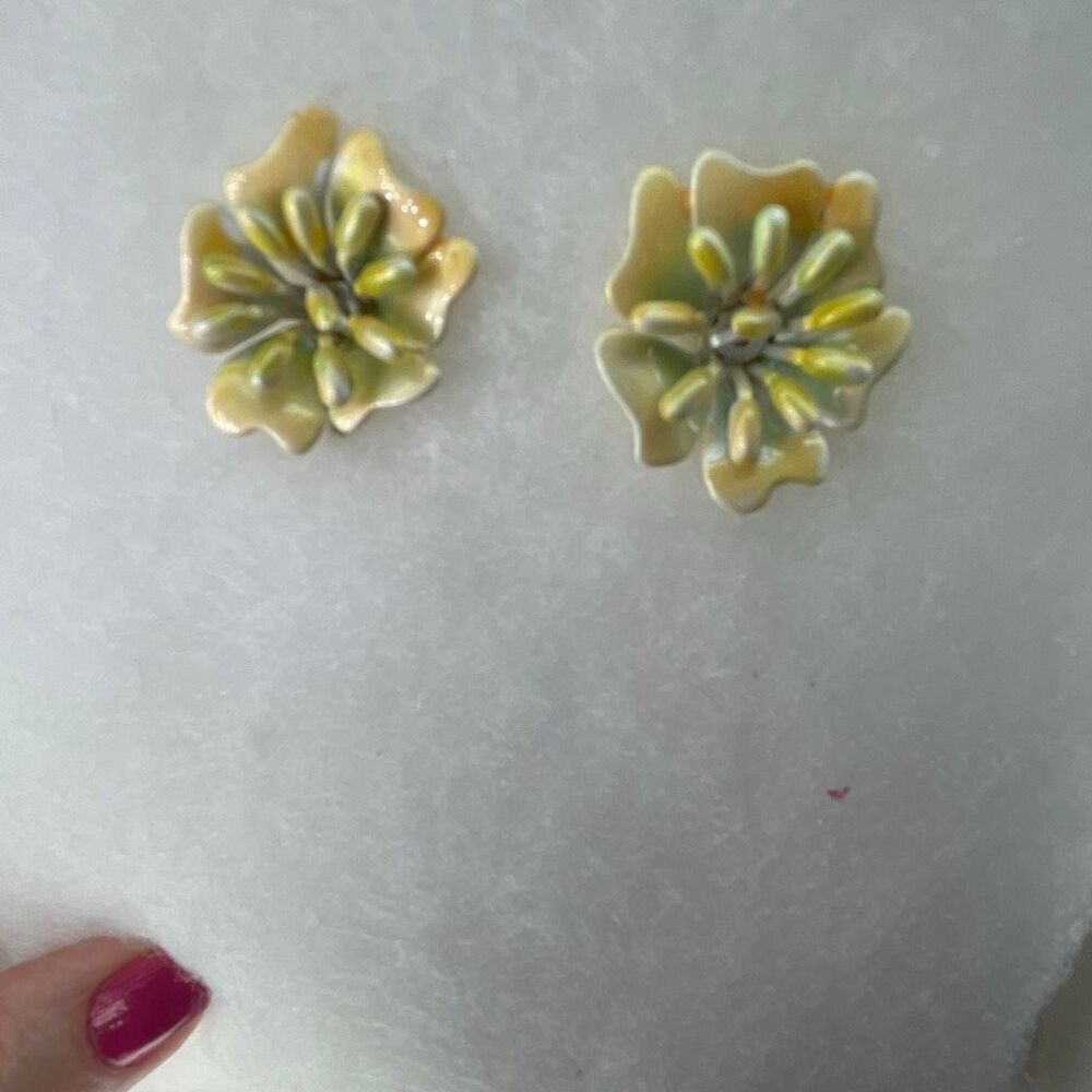 Vintage 1970’s floral enamel clip earrings.